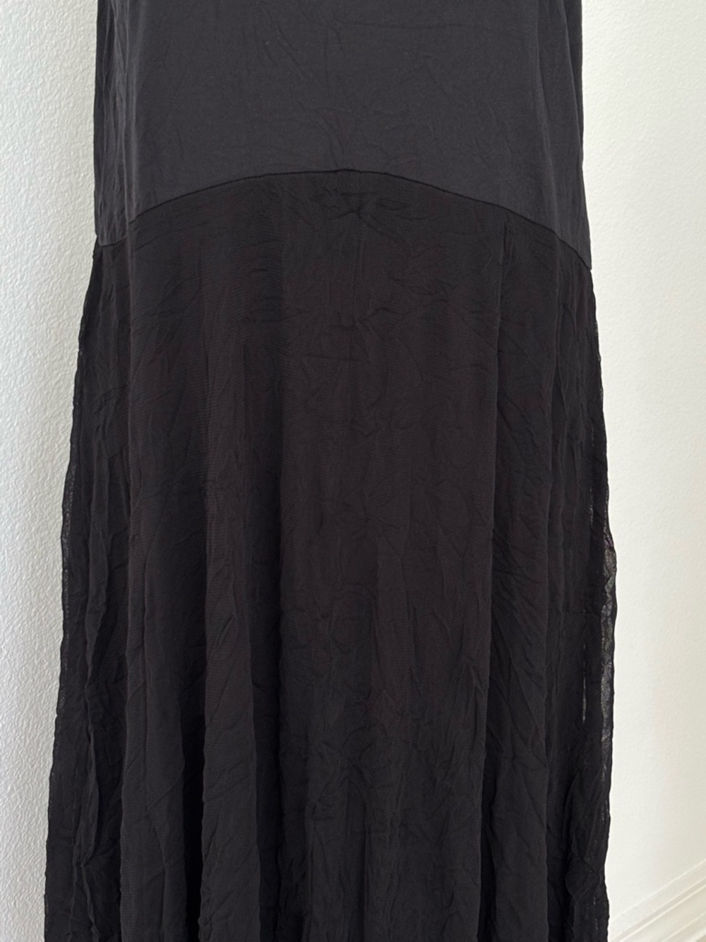 LIV By Habitat Black Crinkle Mesh Sleeveless Tank Dress NWOT Relaxed Lagenlook M - Picture 2 of 9